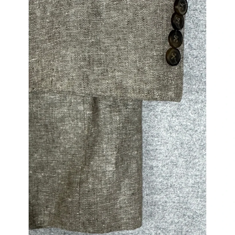 Stafford Sport Coat 44L Long Taupe Gray Brown Linen Cotton Classic Fit Blazer